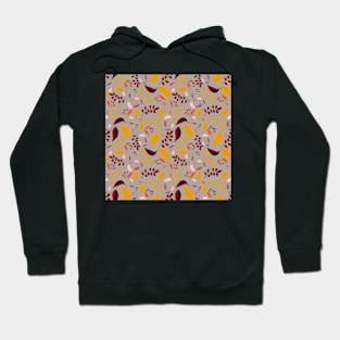 Pattern with colourful autumn leaves and flowers in beige Hoodie